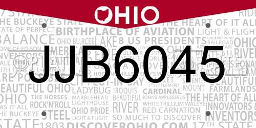 JJB6045 Ohio License Plate