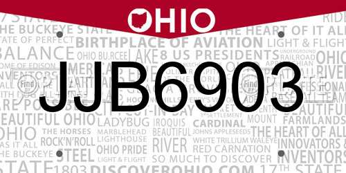 JJB6903 Ohio License Plate