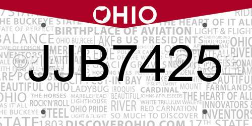 JJB7425 Ohio License Plate