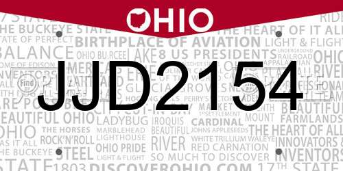 JJD2154 Ohio License Plate