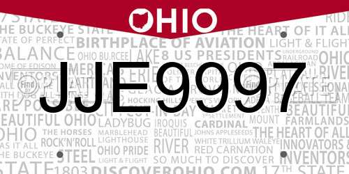 JJE9997 Ohio License Plate