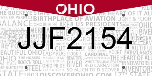 JJF2154 Ohio License Plate
