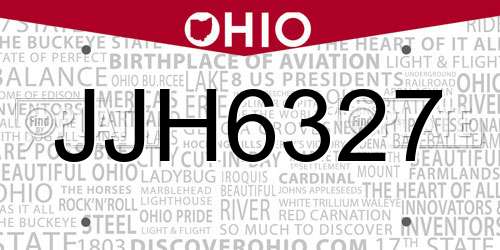 JJH6327 Ohio License Plate