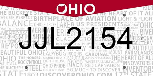 JJL2154 Ohio License Plate