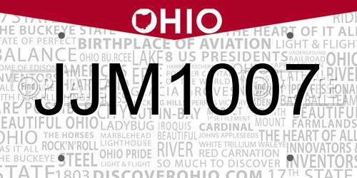 JJM1007 Ohio License Plate
