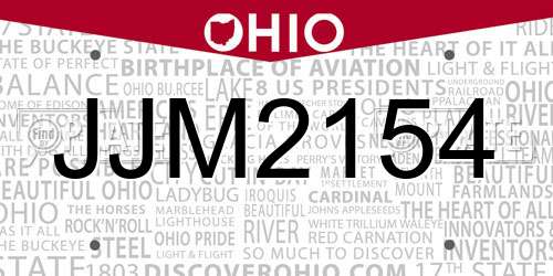 JJM2154 Ohio License Plate