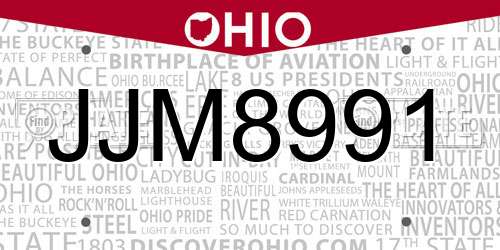 JJM8991 Ohio License Plate