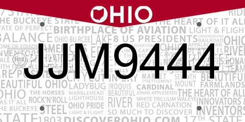 JJM9444 Ohio License Plate