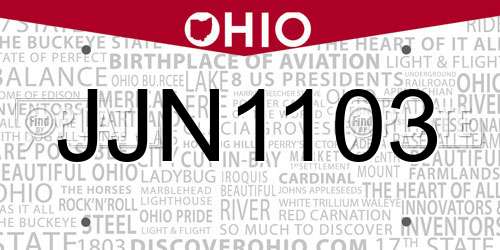 JJN1103 Ohio License Plate