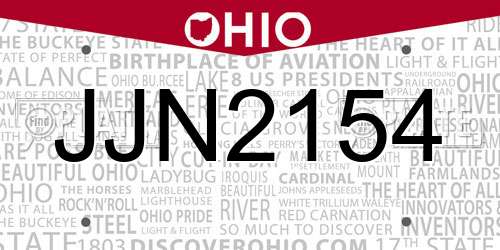 JJN2154 Ohio License Plate