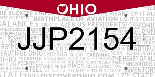 JJP2154 Ohio License Plate