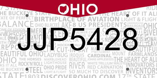 JJP5428 Ohio License Plate