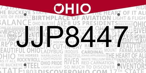 JJP8447 Ohio License Plate