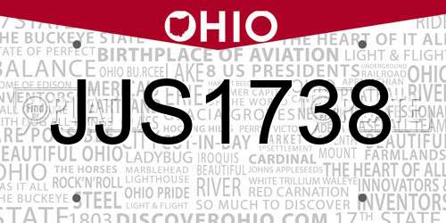 JJS1738 Ohio License Plate