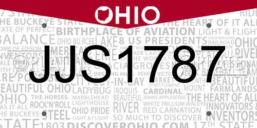 JJS1787 Ohio License Plate