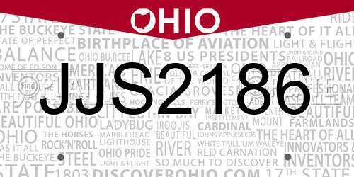 JJS2186 Ohio License Plate
