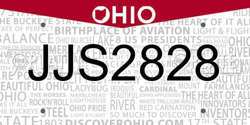 JJS2828 Ohio License Plate