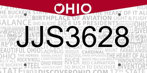 JJS3628 Ohio License Plate