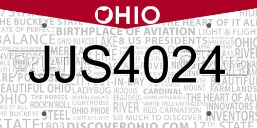 JJS4024 Ohio License Plate