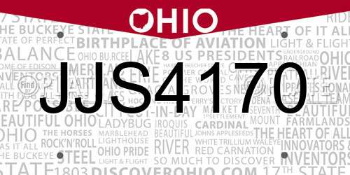 JJS4170 Ohio License Plate