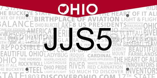 JJS5 Ohio License Plate