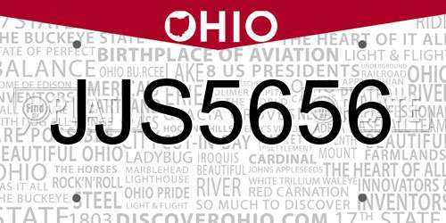JJS5656 Ohio License Plate