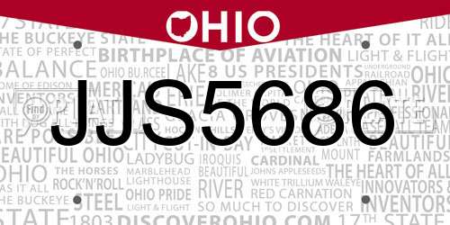 JJS5686 Ohio License Plate