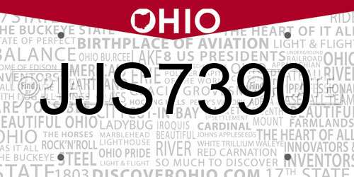 JJS7390 Ohio License Plate
