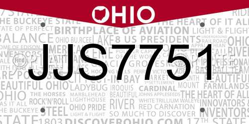 JJS7751 Ohio License Plate