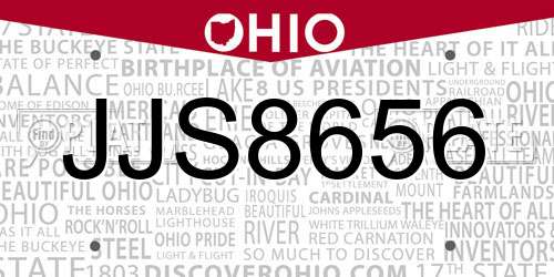 JJS8656 Ohio License Plate