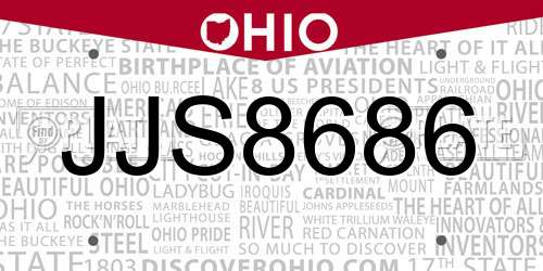 JJS8686 Ohio License Plate