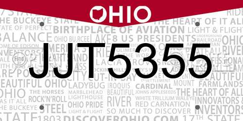 JJT5355 Ohio License Plate