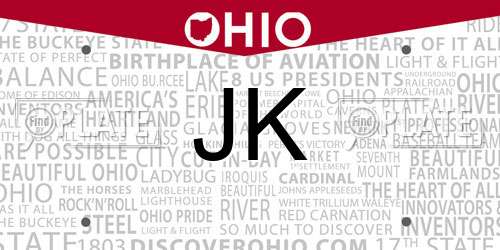 JK Ohio License Plate