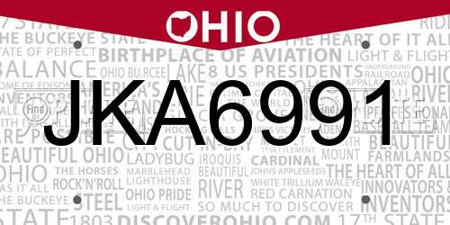 JKA6991 Ohio License Plate