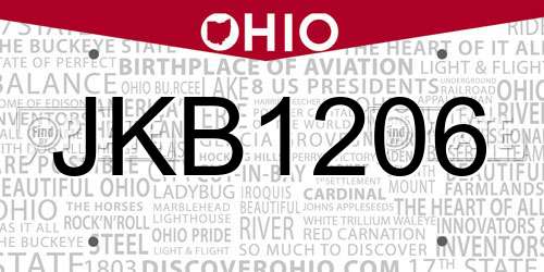 JKB1206 Ohio License Plate
