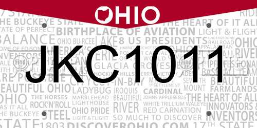JKC1011 Ohio License Plate