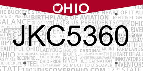 JKC5360 Ohio License Plate