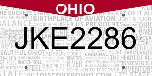 JKE2286 Ohio License Plate