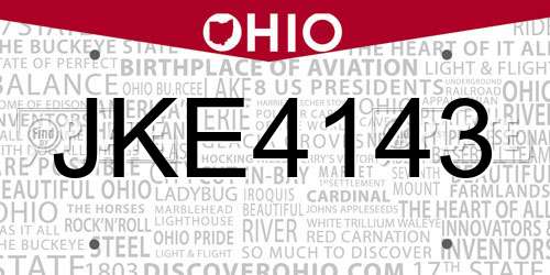 JKE4143 Ohio License Plate