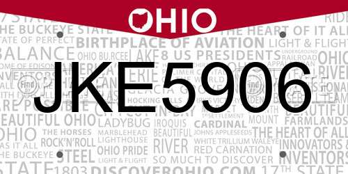 JKE5906 Ohio License Plate