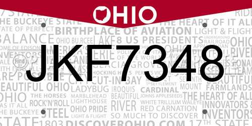 JKF7348 Ohio License Plate