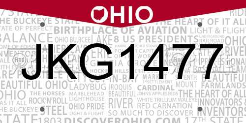JKG1477 Ohio License Plate