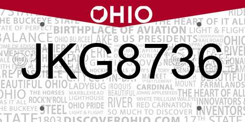 JKG8736 Ohio License Plate