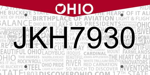 JKH7930 Ohio License Plate