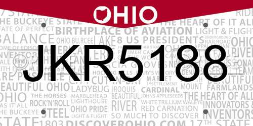 JKR5188 Ohio License Plate