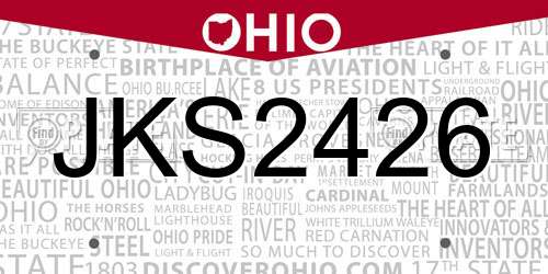 JKS2426 Ohio License Plate