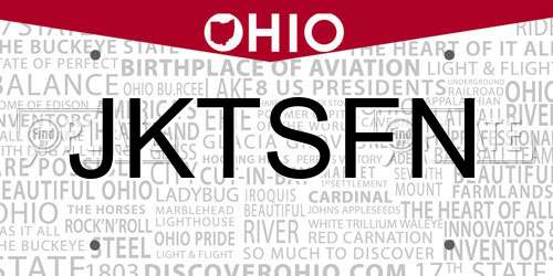 JKTSFN Ohio License Plate