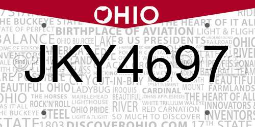 JKY4697 Ohio License Plate