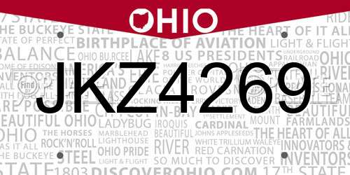 JKZ4269 Ohio License Plate