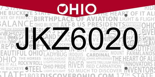 JKZ6020 Ohio License Plate